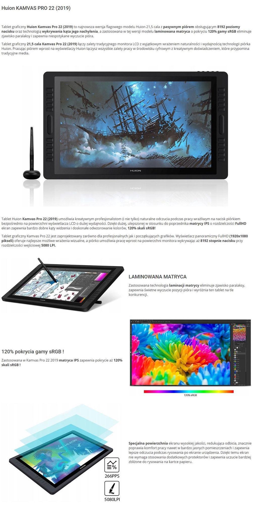 Tablet graficzny Huion KAMVAS PRO 22 (2019) - outlet